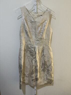 Lela Rose Gold Champagne Formal Mini Dress 8
